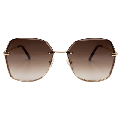 Brown Gradient Geometric Oversized Sunglasses