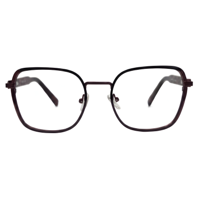 Burgundy Geometric Oversized Eyeglasses