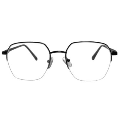 Dark Green Hexagonal Half Rim Metal Eyeglasses for Men & Women