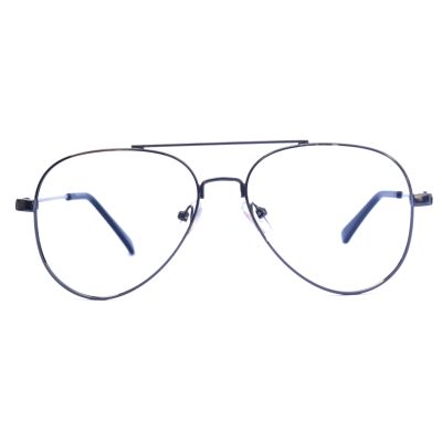 Grey Aviator Full Rim Metallic Eyewear – Slim Temple Frame