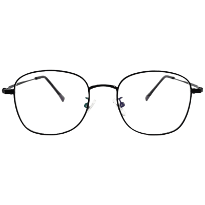 FlexLite Slim Round Full-Rim Eyewear – Black Monel Frame with Side-Bend Temples
