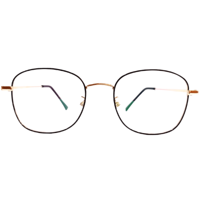 FlexLite Slim Round Full-Rim Eyewear – Golden Monel Frame with Side-Bend Temples