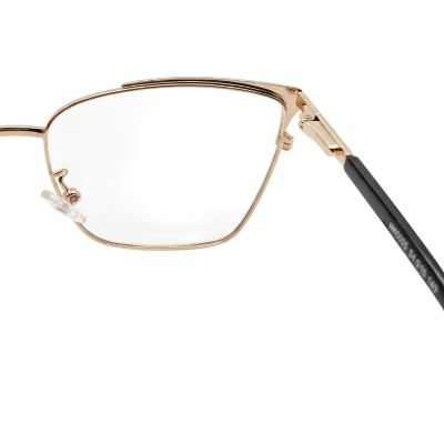 Flexon memory metal rectangular eyeglasses with gold front and black temples full rim frame - Nations Optics