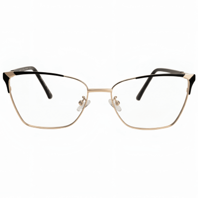 Flexon memory metal rectangular eyeglasses with gold front and black temples full rim frame - Nations Optics