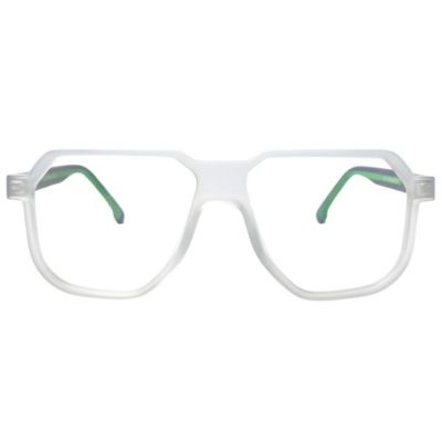 Frosted Clear Geometric Frames with Navy Accents