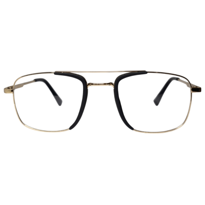 Gold Matte Black Double Bridge Rectangle Aviator Eyeglasses