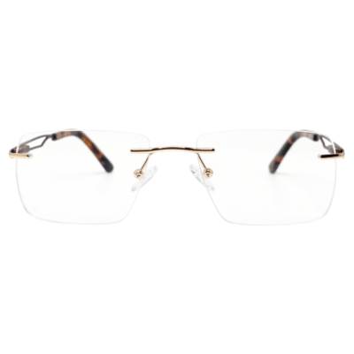 Gold Rimless Rectangular Eyeglasses for Men & Women – Tortoise