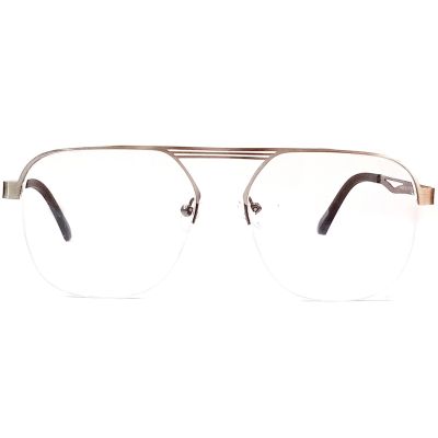 Premium Hexagon Half-Rim Metallic Eyewear – Stylish Specs