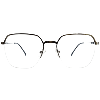 HexaLite Metallic Half-Rim Eyewear – Maroon, Silver & Black Accents
