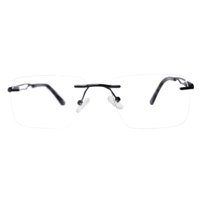 Langford Precision Rimless Rectangular Eyeglasses — Black