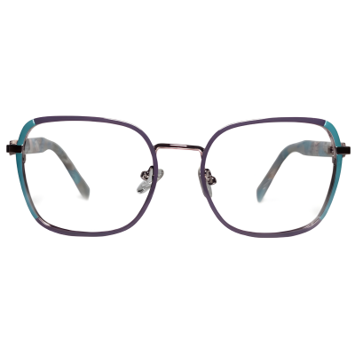 Lavender Teal Geometric Oversized Eyeglasses