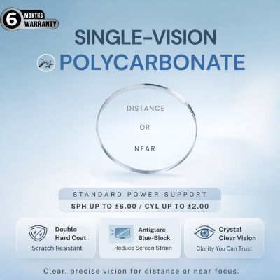 Nations Optics Single Vision – Polycarbonate Lenses – Blue Block – Standard Power (With CYL)