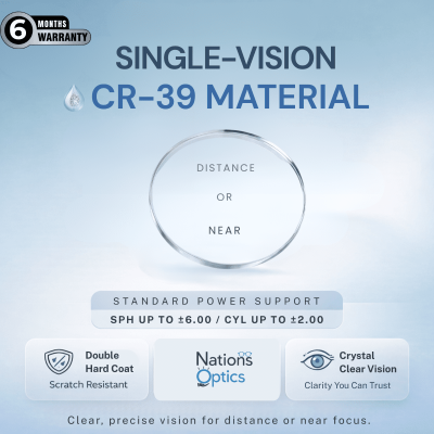 Nations Optics Single Vision – CR39 Lenses – Standard Power (With CYL)