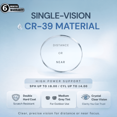 Nations Optics Single Vision – CR39 Lenses – Medium Tinted Grey – High Power (With CYL)