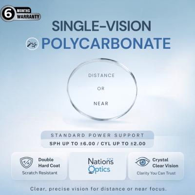 Nations Optics Single Vision – Polycarbonate Lenses – Standard Power (With CYL)