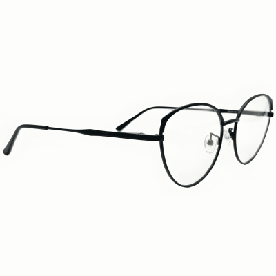 Matte grey round eyeglasses with stainless steel full rim frame lightweight design - Nations Optics