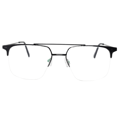 Merrick Half-Rim Double Bridge Black Eyeglasses