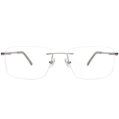 Lavender Grey Titanium Rimless Rectangular Eyewear by Nations Optics