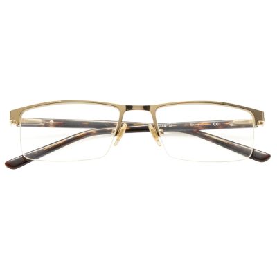 gold semi rimless rectangular eyeglasses frame
