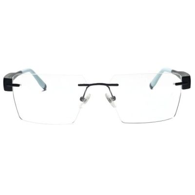 NationsOptics Bold Blue-Temple Rimless Rectangular Modern Frames