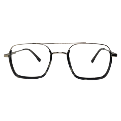 Silver Grey Tortoise Double Bridge Square Eyeglasses