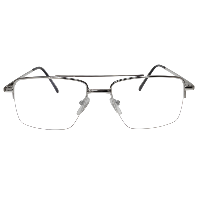 Silver Double Bridge Half Rim Aviator Eyeglasses for Men & Women