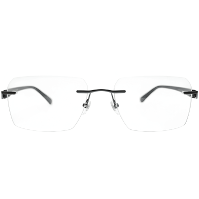 Minimalist Grey Titanium Rimless Glasses for Men and Women