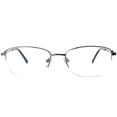Women’s Semi-Rimless Titanium Oval Rectangular Glasses Silver