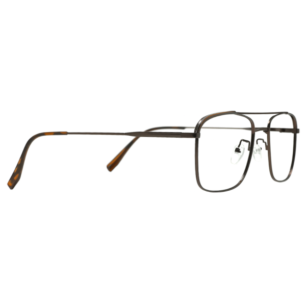 Nations Optics Navigator Square Metal Eyeglass Frames with Tortoise Accents