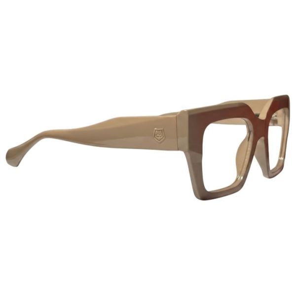 Avant-Garde Beige Chunky Geometric Acetate Frames