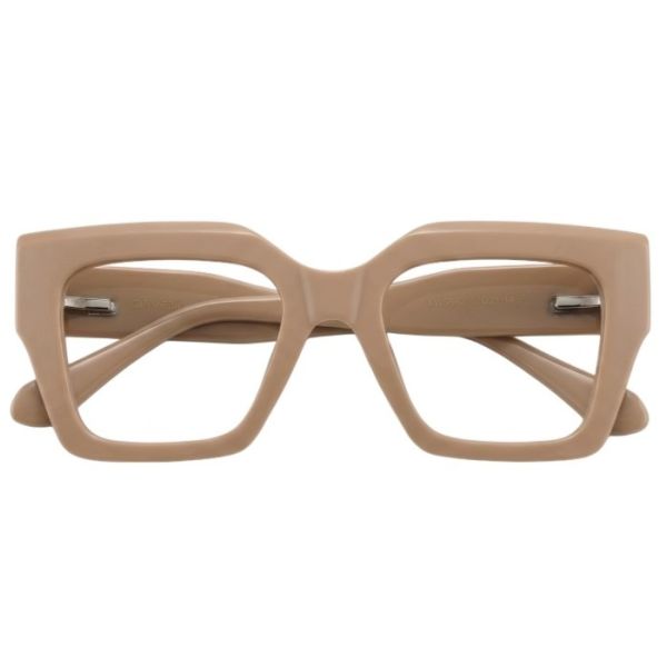 Avant-Garde Beige Chunky Geometric Acetate Frames