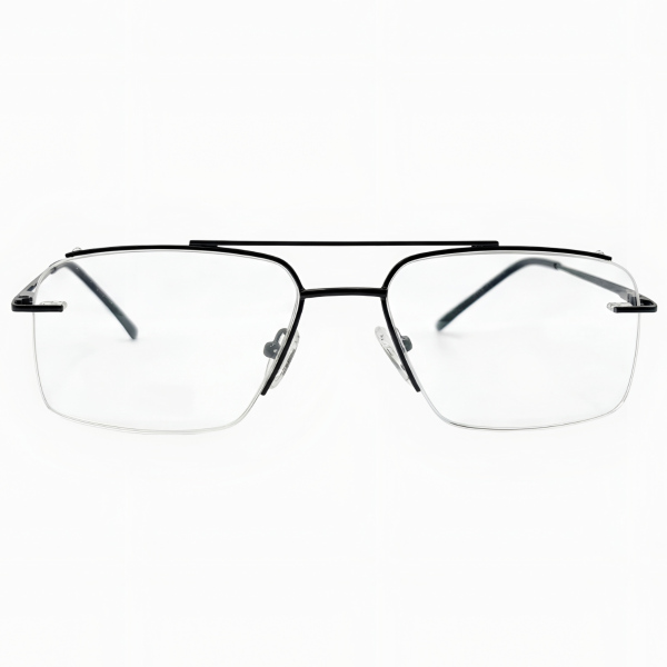 Black Titanium Half-Rim Aviator Prescription Frames