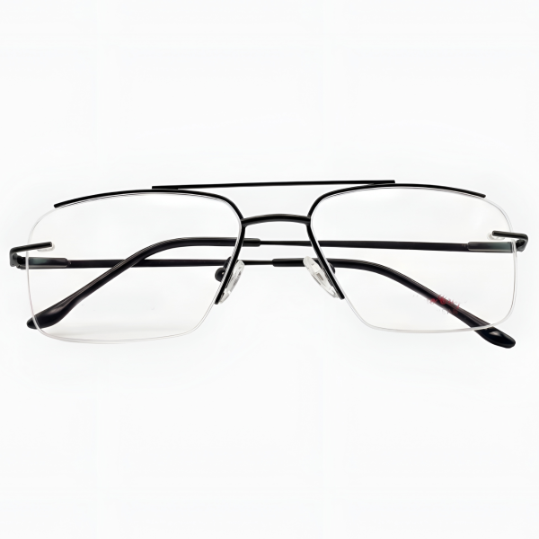 Black Titanium Half-Rim Aviator Prescription Frames