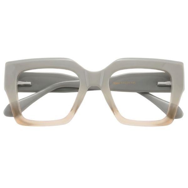Contemporary Off-Grey Bold Square Acetate Frames