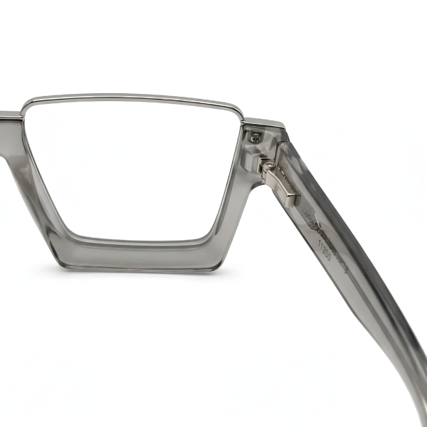 Grey Rimless Titanium Rectangular Frame