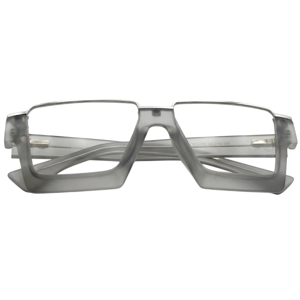 Grey Rimless Titanium Rectangular Frame