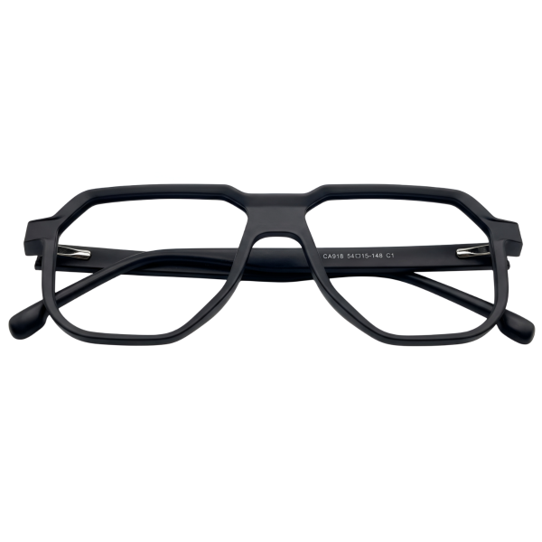 Matte Black Nylon Geometric Eyeglasses