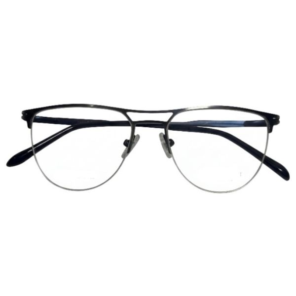 Ultra-light stainless steel rectangular eyeglasses with silver metal frame - Nations Optics