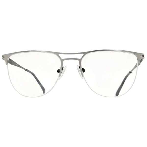 Ultra-light stainless steel rectangular eyeglasses with silver metal frame - Nations Optics
