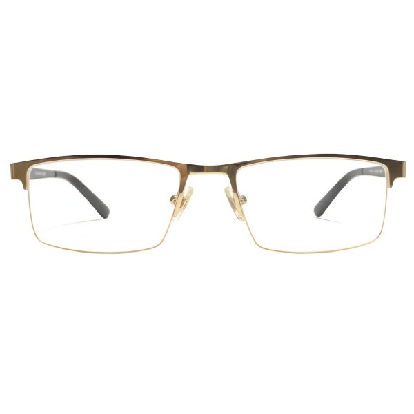 NationsOptics Gold Half-Rim Rectangular Eyeglasses for Professional Vision Care