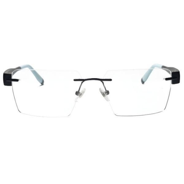 NationsOptics Bold Blue-Temple Rimless Rectangular Modern Frames