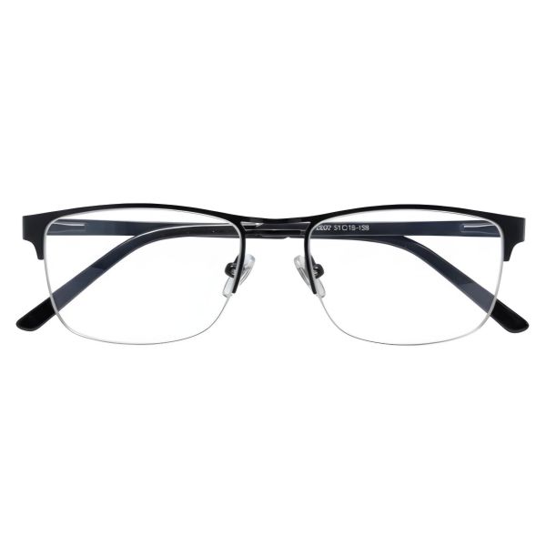 Sleek Black Semi-Rimless Professional Eyewear 