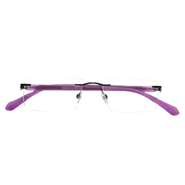 Slimline Rimless Frames with Designer Purple Temples