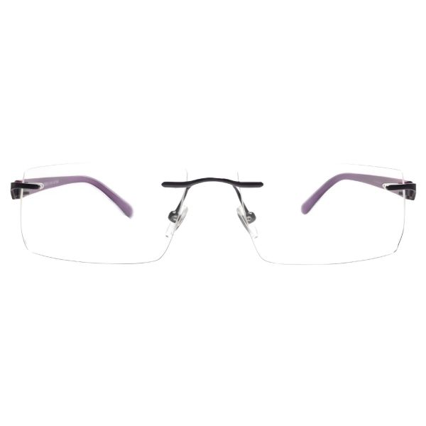 Slimline Rimless Frames with Designer Purple Temples 