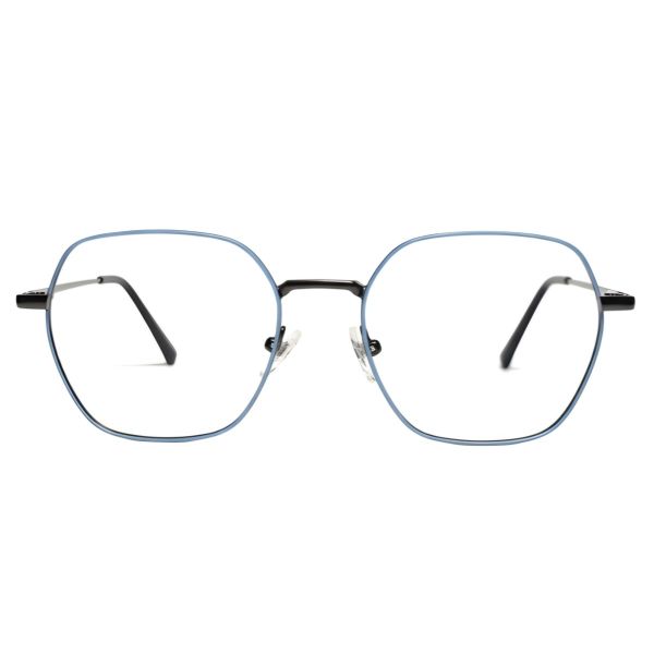 Stylish Sky Blue Geometric Thin Metal Frames