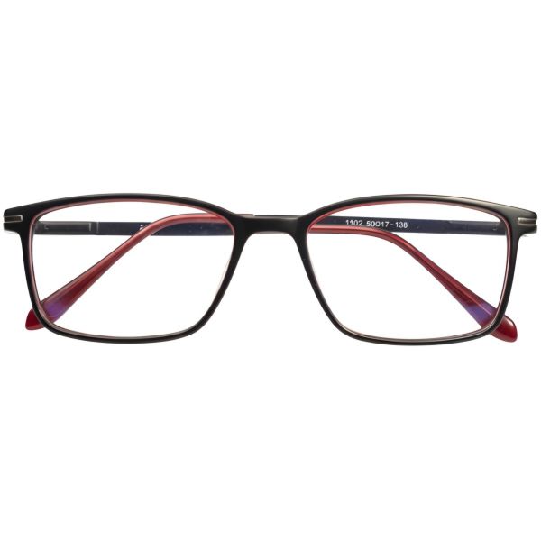 black red dual tone rectangular full rim eyeglasses