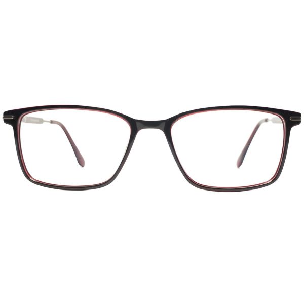black red dual tone rectangular full rim eyeglasses