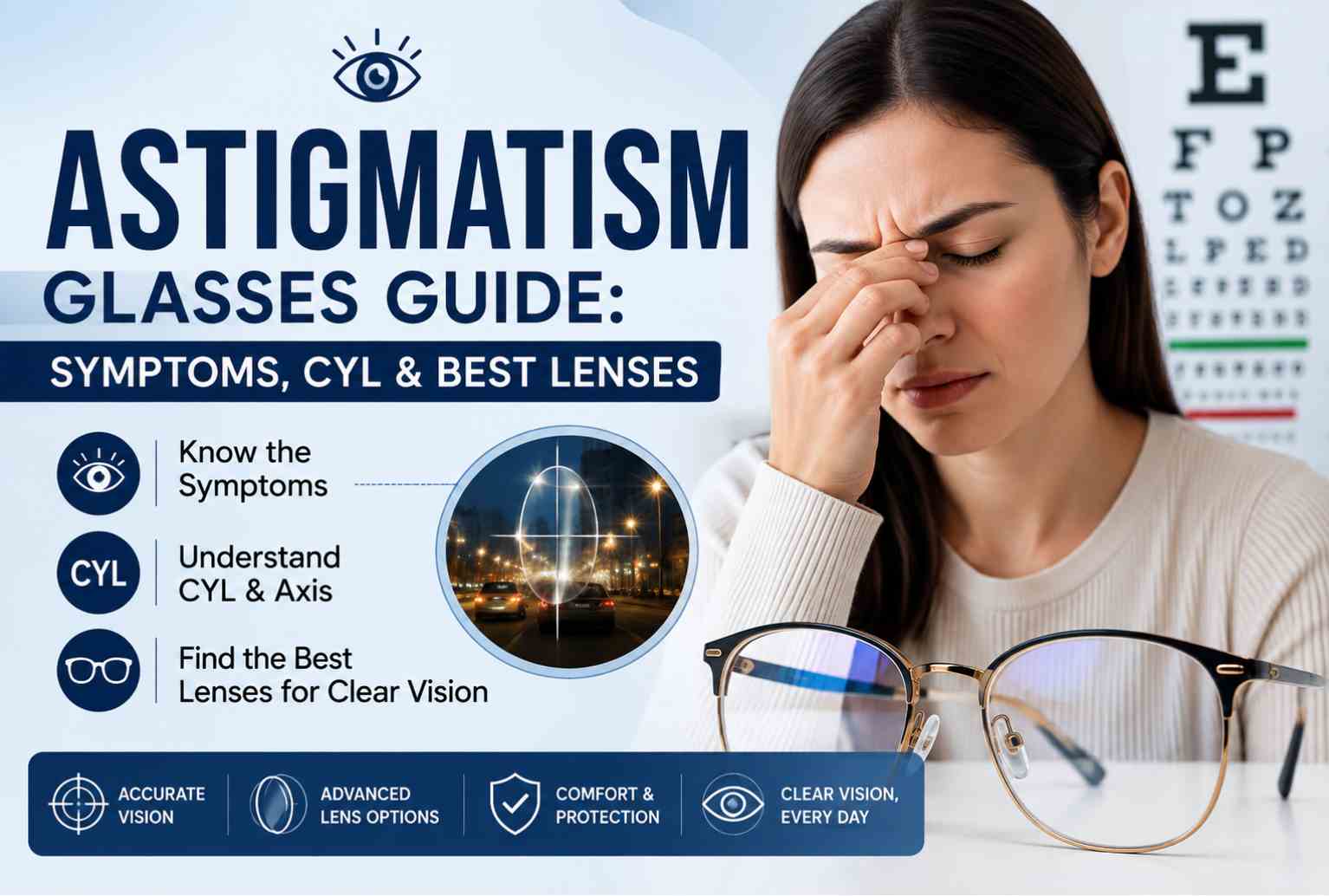 Astigmatism Glasses Guide: Symptoms, CYL & Best Lenses