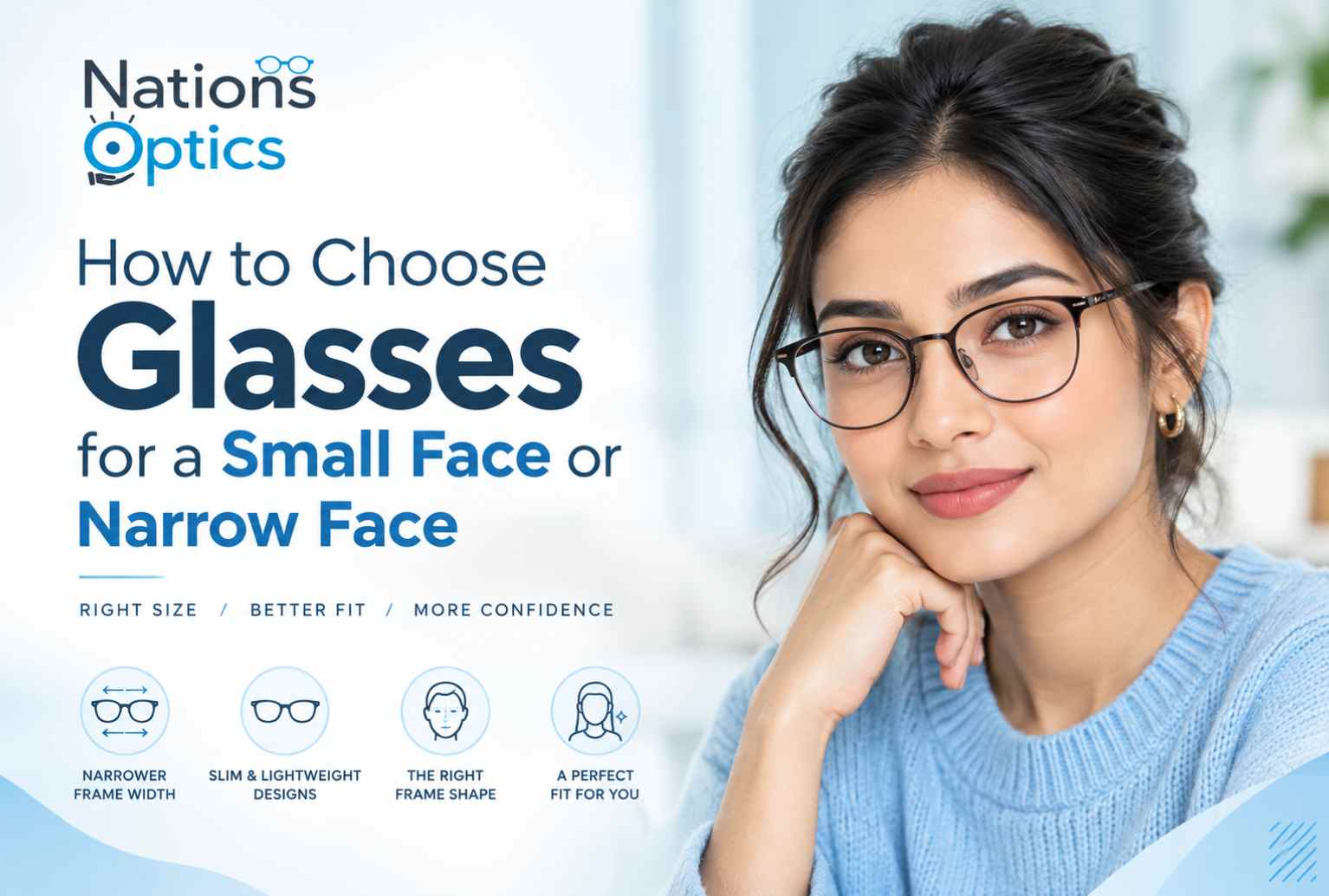 How to Choose Glasses for a Small or Narrow Face | Nations Optics