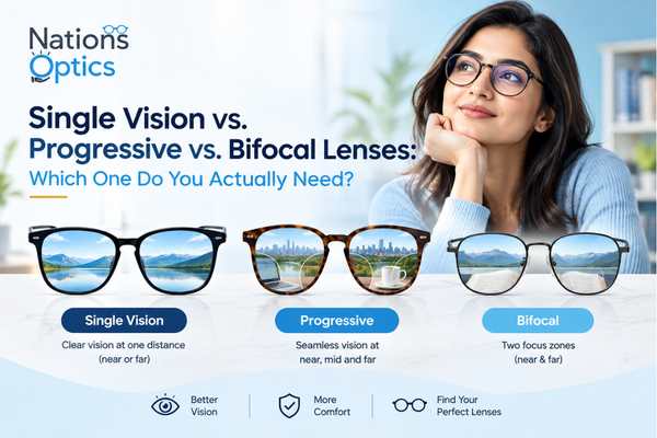 Single Vision vs. Progressive vs. Bifocal Lenses Explained | Nations Optics